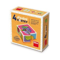 Dino Dřevěné kostky Ovoce 4 ks