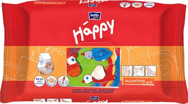 6x BELLA HAPPY BABY Chusteczki nawilżane z witaminą E 64 szt