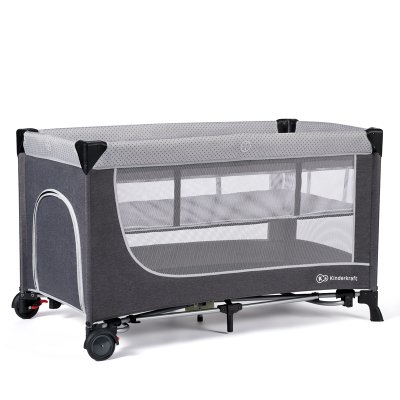 KINDERKRAFT SELECT Potovalna posteljica Leody Grey, Premium
