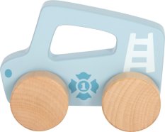 small foot Coche de madera para empujar Azul
