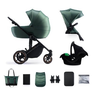 KINDERKRAFT SELECT Kinderwagen kombiniert 3 in 1 Prime 2 Dunkelgrün, Premium