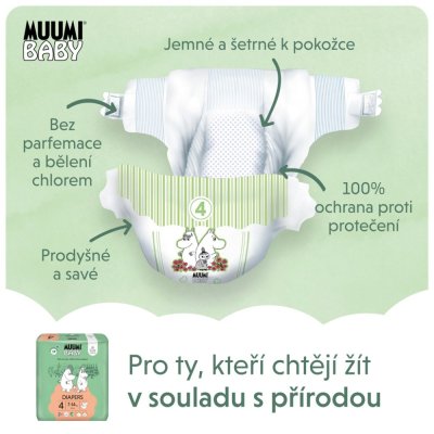 MUUMI Baby 4 Maxi 7-14 kg (138 szt.), miesięczne opakowanie eko pieluszek