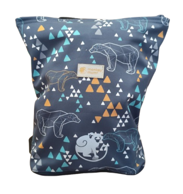 Detský softshellový batôžtek Monkey Mum® - Origami medveď - Tmavo modrý