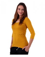 T-shirt d'allaitement Kateřina, manches 3/4, moutarde
