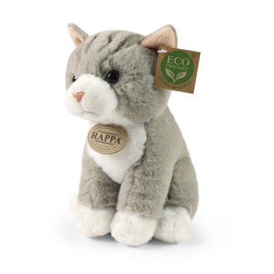 Rappa Plush cat sitting grey 23 cm SOFT COLLECTION, ECO-FRIENDLY