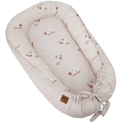 EKO Gniazdko niemowlęce dwustronne bawełniane Bees Stars Beige 90x60 cm