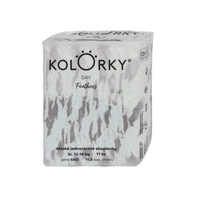 KOLORKY DAY Windeln Einweg Öko, Federn XL (12-16 kg) 17 Stk