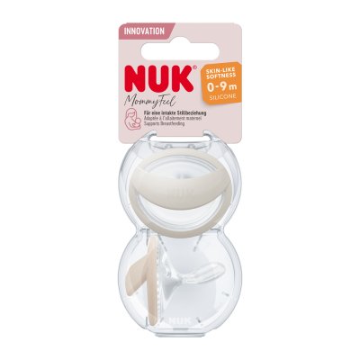 NUK Mommy Feel Schnuller in Box, creme 0-9m, 2 Stk