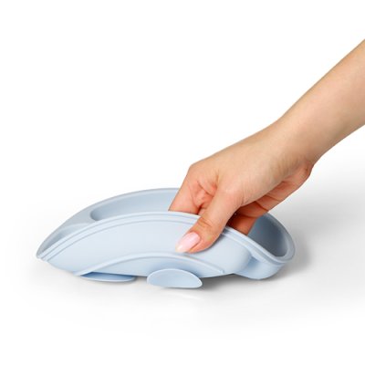 BABYONO Assiette silicone avec ventouse - bleu 6m+