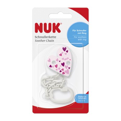 NUK Schnullerkette mit Clip rosa