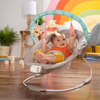 BRIGHT STARTS Vibrerend ligbed met de melodie van Winnie the Pooh Dots & Hunny 0 m+, tot 9 kg