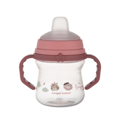 CANPOL BABIES Kubek silikonowy do picia FirstCup Bonjour Paris 150ml różowy