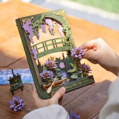 RoboTime Drewniane puzzle 3D Brokatowe Lilie Wodne