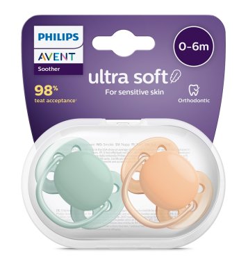 Philips AVENT Suzetă Ultrasoft Premium neutră 0-6m, 2 buc