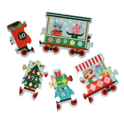 Petit Collage Bodenpuzzle Weihnachtszug