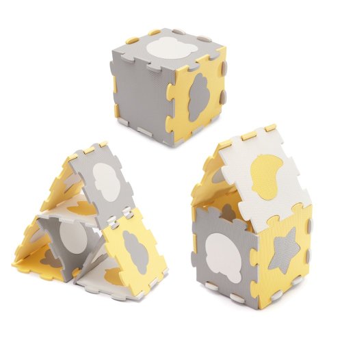 KINDERKRAFT Tapete rompecabezas de espuma Luno Shapes 185 x 165 cm Amarillo, 30 piezas, Premium