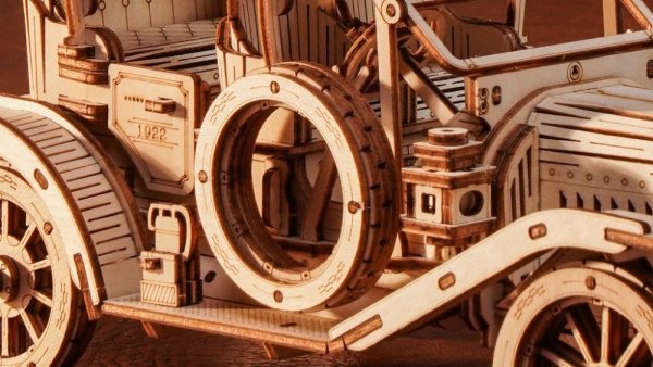 RoboTime Drewniane Mechaniczne Puzzle 3D Zabytkowy Samochód