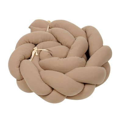 BABYMATEX Spjälsängsskydd muslin flätad fläta - brun 200 cm