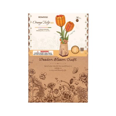 RoboTime 3D Holzpuzzle Orange Tulpe