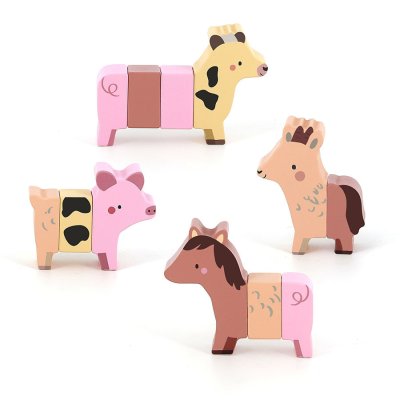Vilac Puzzle magnétique en bois Animaux rigolos de la ferme