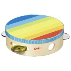 Goki Tambourin avec grelots Arc-en-ciel