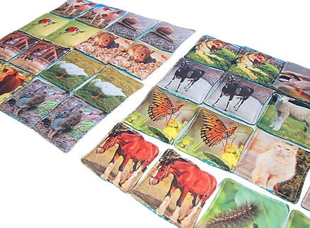 MyMoo Fabric Memory Game - Set of 16 Pairs - Animals, Bundle