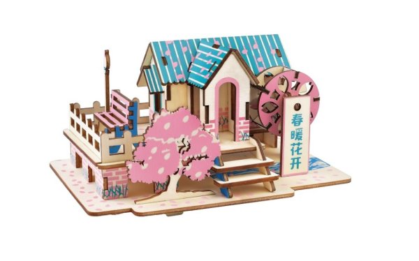 Woodcraft 3D Holzpuzzle Frühlingshaus