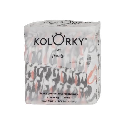 KOLORKY DAY Pieluszki jednorazowe eko serduszka L (8-13 kg) 19 szt