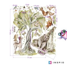 Adesivo murale Bosco - Foresta magica con animali allegri