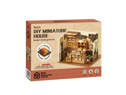 RoboTime Puzzle 3D in legno Miniatura della casa delle bambole Panetteria