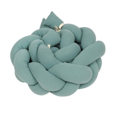 BABYMATEX Nestchen für Babybett Musselin geflochtenes Zopf - grün 200 cm