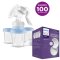 Tiralatte Philips AVENT. latte manuale con sistema VIA + Coppette assorbilatte monouso 100 pz