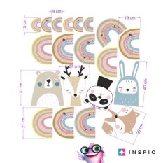 Adesivos para quarto infantil - Arco-íris rosa com animais