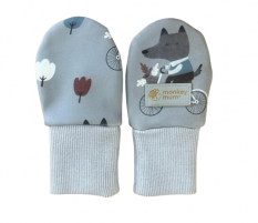 Monkey Mum® Softshellové rukavičky s membránou bez palečku - Vlci na kole