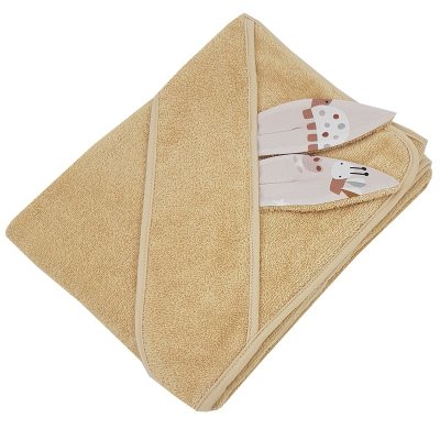 EKO Ręcznik kąpielowy z uszkami bawełniany Bees Beige 100x100 cm