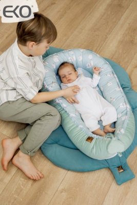 ÖKO Babynest VELVET Dogs Mint 90x60 cm
