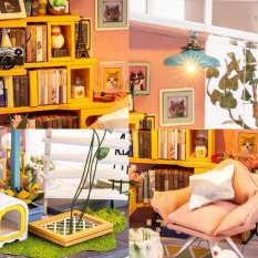 RoboTime 3D drevená skladačka Miniatúra domčeka Strešná terasa