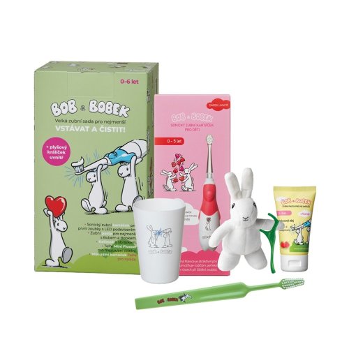 BOB AND BOBEK Gift set - Large dental set for the little ones with a red sonic brush