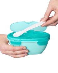 SKIP HOP Ciotola con cucchiaio in custodia protettiva Easy Serve Teal 240 ml, 3m+