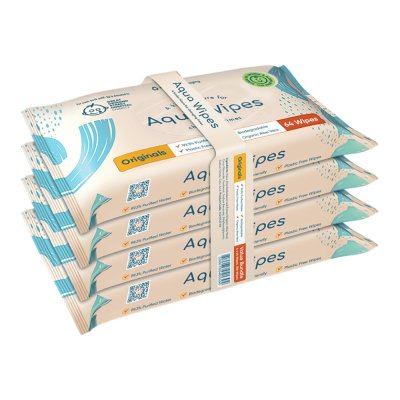 AQUA WIPES BIO Servetele de aloe vera 100% biodegradabile, 99% apa, 4x64 buc = 256 buc
