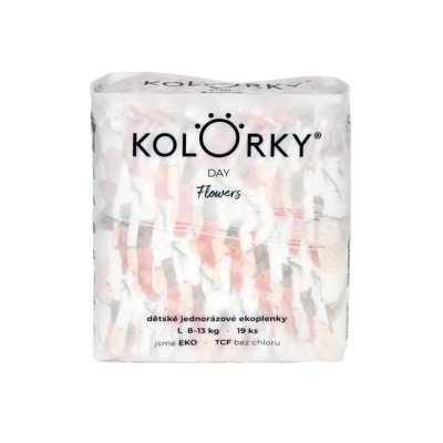 KOLORKY DAY Windeln Einweg Öko, Blumen L (8-13 kg) 19 Stk