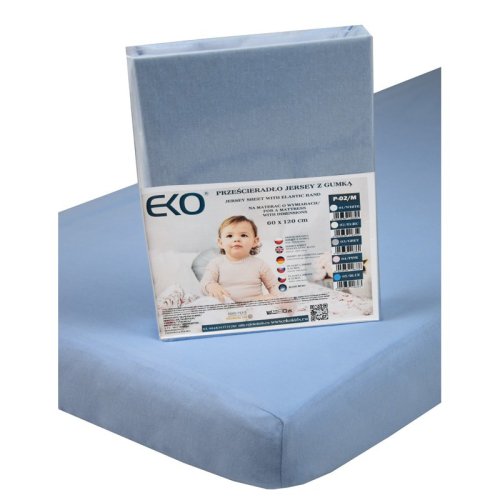 ECO Laken met rubber jersey blauw 120x60 cm