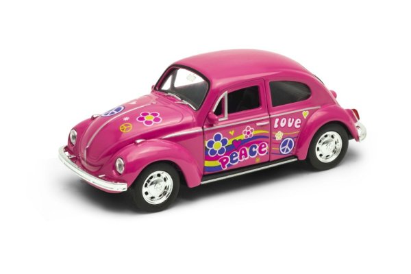 Welly Volkswagen Beetle modell 1:34 rosa regnbåge