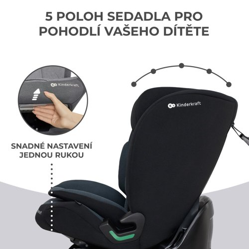 KINDERKRAFT Fotelik samochodowy Oneto3 i-Size 76-150cm + Isofix Grafitowy czarny