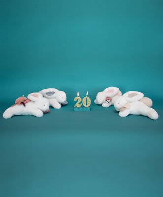Doudou Conjunto de presente - Coelho de pelúcia com pompom bege 25 cm