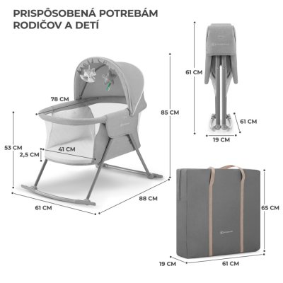 KINDERKRAFT Posteljica 3 v 1 Lovi Grey