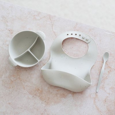 CANPOL BABIES Silikon-Schüssel geteilt mit Saugnapf Dots 360ml grau