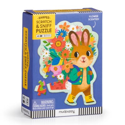 Mudpuppy Grußkarten-Puzzle Häschen mit Blumenstrauß