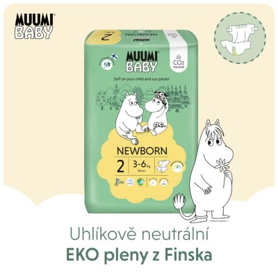 MUUMI Baby 2 Neugeborene 3-6 kg (174 Stück), Monatspackung Öko-Windeln