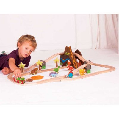 Bigjigs Rail Drewniana kolejka dinozaury